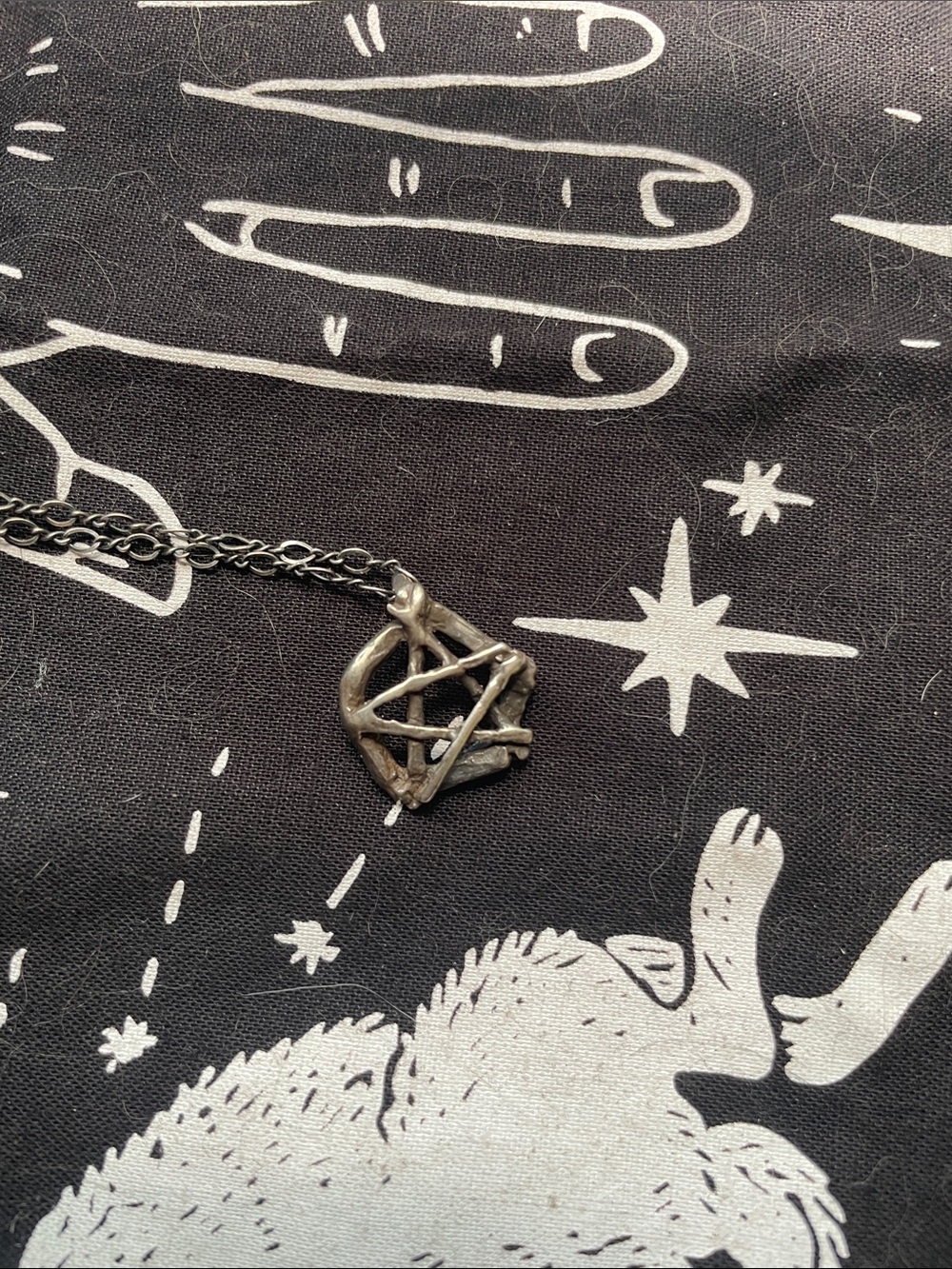 Burial ground sterling silver pentacle necklace